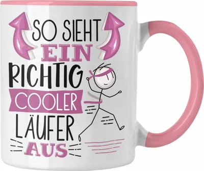 Produktbild von Trendation - Läufer Jogger Tasse Geschenk So Sieht Ein RIchtig Cooler Läufer Jogger Aus Geschenkidee Lustiger Spruch Geburtstag Becher Kaffeetasse (Rosa)