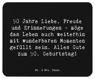 Produktbild von Mr. & Mrs. Panda Mauspad Spruch 90. Geburtstag - Schwarz - Geschenk, Mousepad, Erfahrungen, Jubiläum, 90 Jahre Liebe, Geburtstagsfeier, Happy Birthday, Mouse Pad, pc