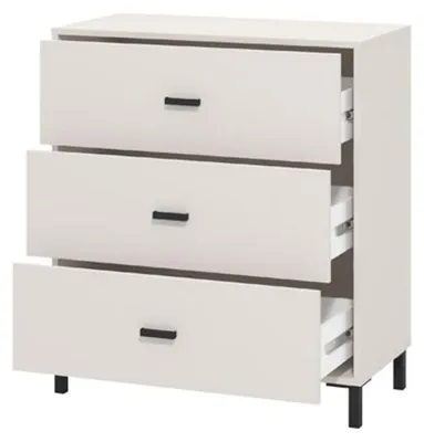 Produktbild von Dmora Kommode Portio 80x40x90h cm Weiß, 3 Schubladen Mit Gleitsystem