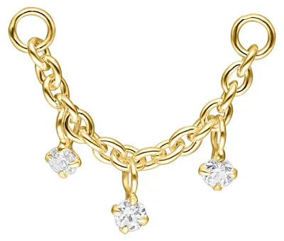 Produktbild von Wildcat Piercingkette - Crystal Pendants Piercing Connection Chain aus Silber, Körperstelle: Ohr, Nase, Länge: 20,0mm, Gold-Kristallklar