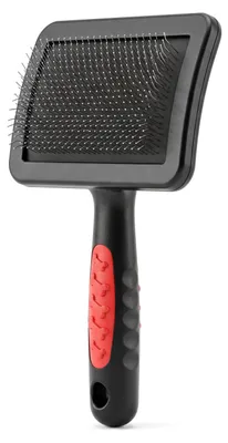 Produktbild von Hunde- und Katzenkamm - Yummie - Entfernt abgestorbene Haare und Verfilzungen - Rutschfester, ergonomischer Griff - Für alle Fellarten - Schwarz/Rot - 15 x 10,5 cm [60030C]
