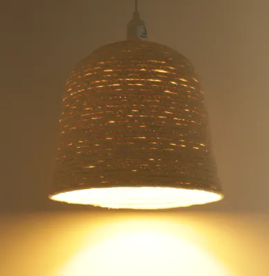 Produktbild von Papier Hänge Lampenschirm, Deckenleuchte aus Recyceltem Baumwollpapier - Modell Olas 4, Weiß, 19*22*22 cm, Asiatische Lampenschirme aus Papier & Stoff