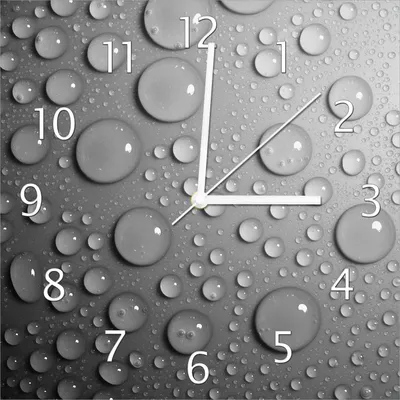 Produktbild von Wallario Design Wanduhr Wassertropfen in schwarz weiß aus Echtglas, Größe 30 x 30 cm