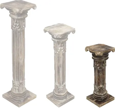 Produktbild von Säule Antike Blumensäule Dekosäule Ständer Sockel Podest Blumenständer Holz in vielen verschiedenen Designs , Säulen Variante Antik:Braunwash 60 cm