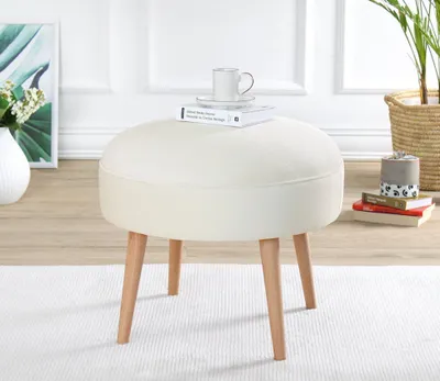 Image de Hanah Home, Romley - Cream, pouf, 100 % BOIS DE HÊTRE, crème, 52 x 52 x 44 cm