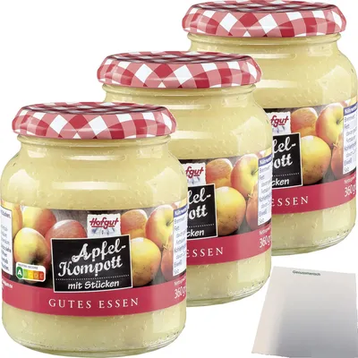 Produktbild von Hofgut Apfelkompott 3er Pack (3x370ml Glas) + usy Block