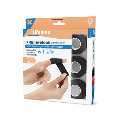Image de Lifemed Rouleaux de sparadrap noir 5000 x 25mm 9 pcs 99053