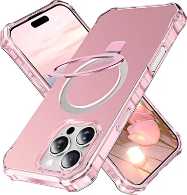 Produktbild von iPhone 16 Pro Hülle - Coverup ShockProof TPU Back Cover mit MagSafe Compatible Ring Kickstand - Roségold