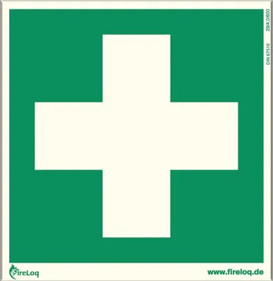 Produktbild von Erste Hilfe Symbol 15cm Kunststoffplatte selbstklebend nachleuchtend