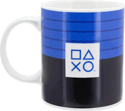Obrázok produktu pre Playstation - kávový hrnček, pruhovaný CD1849 (jednotná veľkosť) (modrá/čierna/biela)