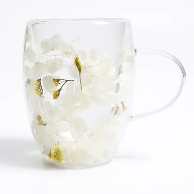 Productafbeelding van Dubbelwandige koffiebekers met bloemenmotief, 350 ml. Thermobekers geschikt voor latte macchiato, thee en ijs