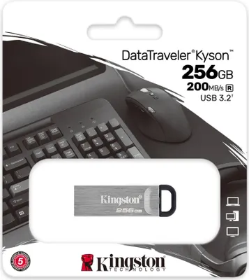Produktbild von Kingston | Pamięć flash USB | DataTraveler Kyson | 256 GB | Typ-A USB 3.2 Gen 1 | Srebrny