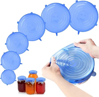 Silikondeckel dehnbar, 6er Set, wiederverwendbar, für Dosen & Schüsseln