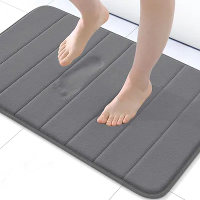 Image de Tapis de bain en mousse viscoélastique, 60 x 40 cm, antidérapant, absorbant, pour la salle de bain