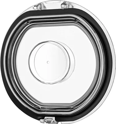 A clear, top-down view of a vacuum cleaner dustbin lid.