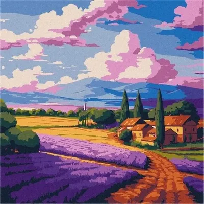 Produktbild von Malen nach Zahlen – Lavendelfeld 30 x 30 cm – Ideyka