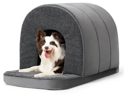 Image de Abri pour chien orthopédique, intérieur gris anthracite, dimensions : 89 x 59 cm