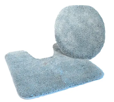 Produktbild von Kinzler hochwertiges Mikrofaser Bademattenset 2-teilig, Deckelbezug 47x50 cm + Vorleger 50x55 cm für Stand-WC, hellblau; J-10052/17