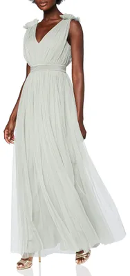 Produktbild von Maya Deluxe Damen Maya Deluxe Women's Maxi With Ruffle V Neck Sleeveless High Em