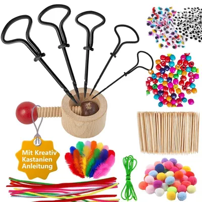 Produktbild von Kastanienbohrer Set mit Kastanienhalter, Bastelset für Herbstmännchen, 1,5-5 mm Bohrer, inkl. Zubehör