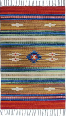 Produktbild von Kelim Teppich Country 189, handgewebt, Aztekenmuster, Baumwolle, 60x90 cm