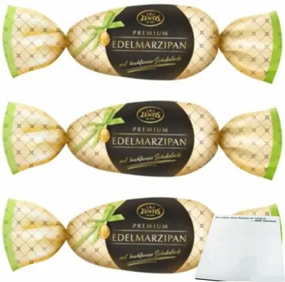 Produktbild von Zentis Premium Edelmarzipan mit knackiger Schokolade 3er Pack (3x100g Packung) + usy Block