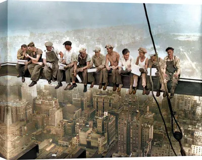 Image de Photographie vintage sur toile - Charles C. Ebbets - Ouvrier sur la poutre, New York 1932 (version couleur) - 120 x 90 cm