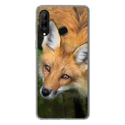 Produktbild von MuchoWow® Handyhülle Schutzhülle Hülle für Huawei P30 Lite Fuchs - Grün - Orange Silikon Softcase Handy Hülle - Handyhülle
