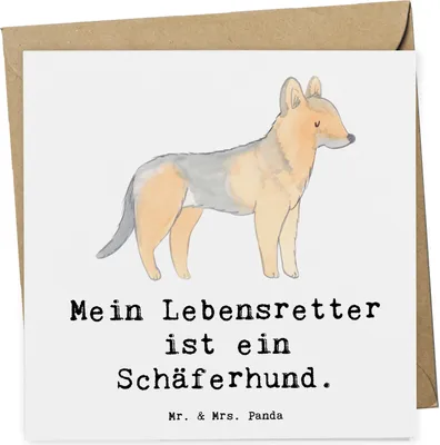 Produktbild von Mr. & Mrs. Panda Grußkarte Schäferhund Lebensretter - Weiß - Geschenk, Glückwunschkarte, doppelkarte, anlasskarte, Klappkarte, faltkarte