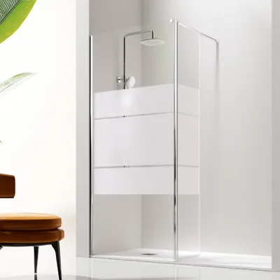 Produktbild von Walk In Duschwand GIRO mit beweglichem Teilstück - 125 cm Glas 8/6 mm