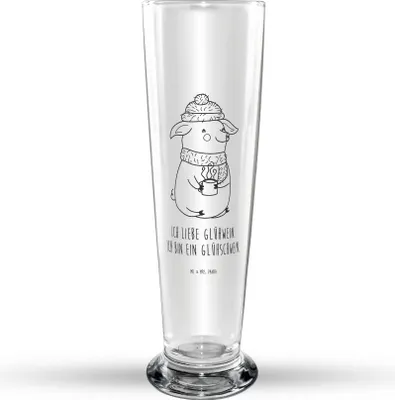Produktbild von Mr. & Mrs. Panda Trinkglas Schwein Glühwein - Transparent - Geschenk, Bierbecher, Glasbierglas, Bierglas, Weihnachten, Glühschwein, Weihnachtsmarkt, Bier Glas, Punsch