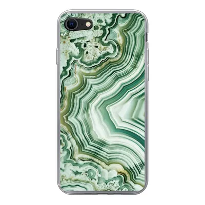 Produktbild von MuchoWow® Handyhülle Schutzhülle Hülle für iPhone SE 2020 Natursteine - Grün - Gesteine und Mineralien Silikon Softcase Handy Hülle - Kartenbesitzer