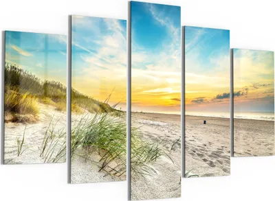 Produktbild von DEQORI Glasbilder 5-tlg 150x100 cm 'Baltischer Dünenstrand' Wandbilder XXL groß
