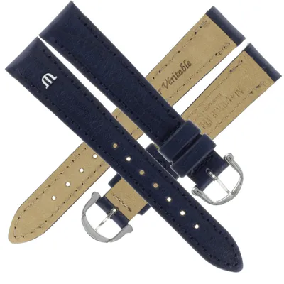 Produktbild von Maurice Lacroix Ersatzband Damen 15 mm Büffelleder blau Schließe silberfarben