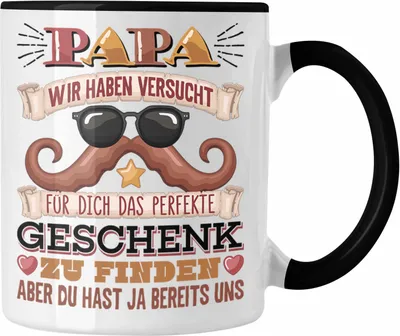 Produktbild von Trendation - Bester Vater Papa Tasse Geschenk zum Vatertag Lustiger Spruch von Kindern an Papa Geburtstag (Schwarz)