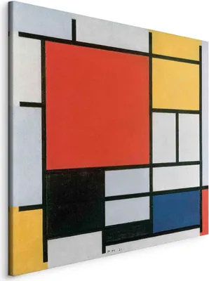 Produktbild von Italienischer Leinwand Leinwandbild - Composition with red, yellow. blue and black (Piet Mondrian) 60x60 cm Reproduktionen l-G-10338-b-a