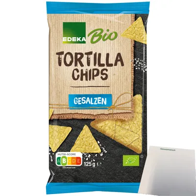 Produktbild von Edeka  Tortillachips gesalzen aus Maismehl (125g Packung) + usy Block