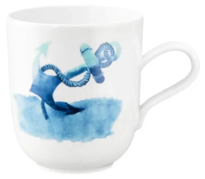 Produktbild von Seltmann Weiden Becher mit Henkel, Kaffeebecher, Teetasse, Tasse, Porzellan, Anker, 400 ml, 001.769163