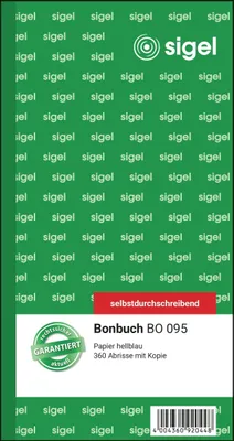 Produktbild von SIGEL BO095 Bonbuch, 360 Abrisse, hellblau, 105x200 mm, selbstdurchschreibend, 2 x 60 Blatt