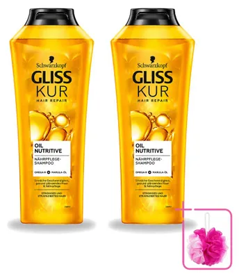 Productafbeelding van 2 x Gliss Kur Oil Nutritive Shampoo voor droog en beschadigd haar, 400 ml - Voordelige verpakking - 2 stuks