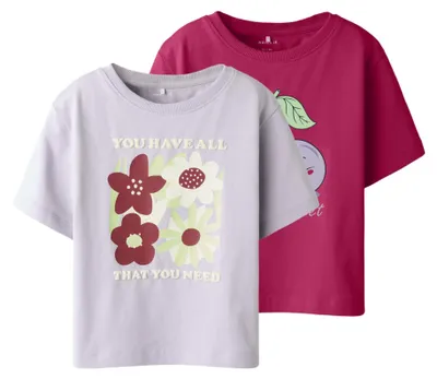 Productafbeelding van NAME IT meisjes top, model Nmfhenisa 2P Ss Nreg, kleur Love Potion, maat 122/128 cm, set van 2
