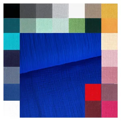 Produktbild von Musselin Meterware - Musselinstoff - Double Gauze - BabyBaumwolle - 27 Farben - Windelstoff, Blusenstoff Krepp  - 25 cm x 130 cm, Farbe: 005 blau