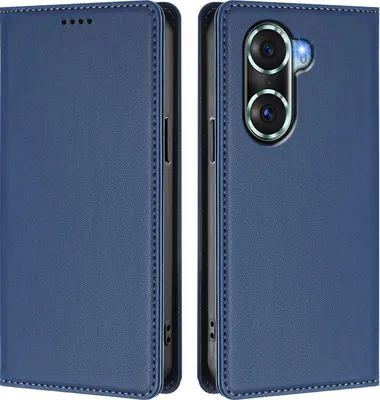 Obrázek produktu pro Kožené pouzdro pro Honor 60 Pro, magnetické flipové pouzdro zPolyuretankůže se stojánkem Tmavě modrá
