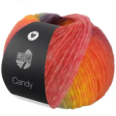 Produktbild von Lana Grossa - Candy 0005 apricot orange dunkelviolett lila gelb gelbgrün mint fuchsia rot pink rosa dunkelrot