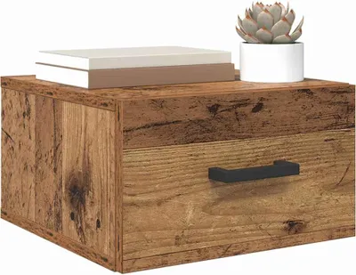 Image de vidaXL Table de nuit avec tiroirs Vieux bois 35 x 35 x 20 cm Bois composite