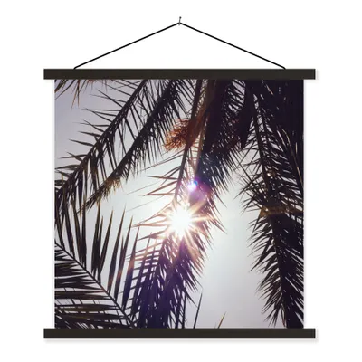 Produktbild von MuchoWow® Textilposter Palmwedel - Sonne - Sommer 60x60 cm mit schwarzem Rahmen - Posteraufhänger