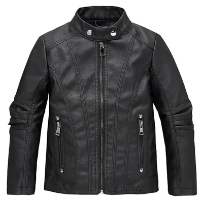 Imagen del producto de Chaqueta de cuero estilo biker con mangas largas para niños, marca Solidchoice
