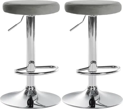 Produktbild von CLP 2er Set Barhocker Ponte Samt höhenverstellbar und drehbar grau Material Gestell Metall in Chromoptik