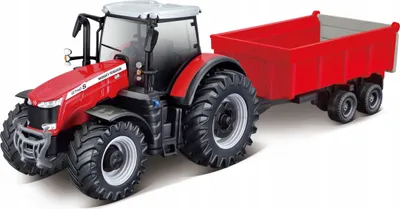 Produktbild von Bburago 1:50 Farm Traktor Massey FERGUSSON 8740S Traktor mit Anhänger