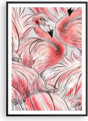 Produktbild von Gerahmtes Poster - Schwarzer Rahmen - Flamingo Pink Exotik - 70x100 cm - Wand Bild - Wanddeko - Wandbilder - Kunstposter - Wandposter - Bilderrahmen - Bilder - Kunstdruck - P2BPA70x100-5070